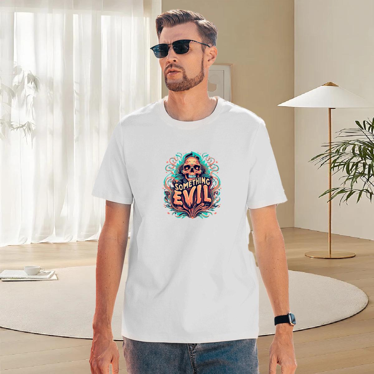 Loose Man T Shirts 230g Cotton skull Outdoor Custom Print Oversized Breathable Short Sleeve Tshirts DIY Tops