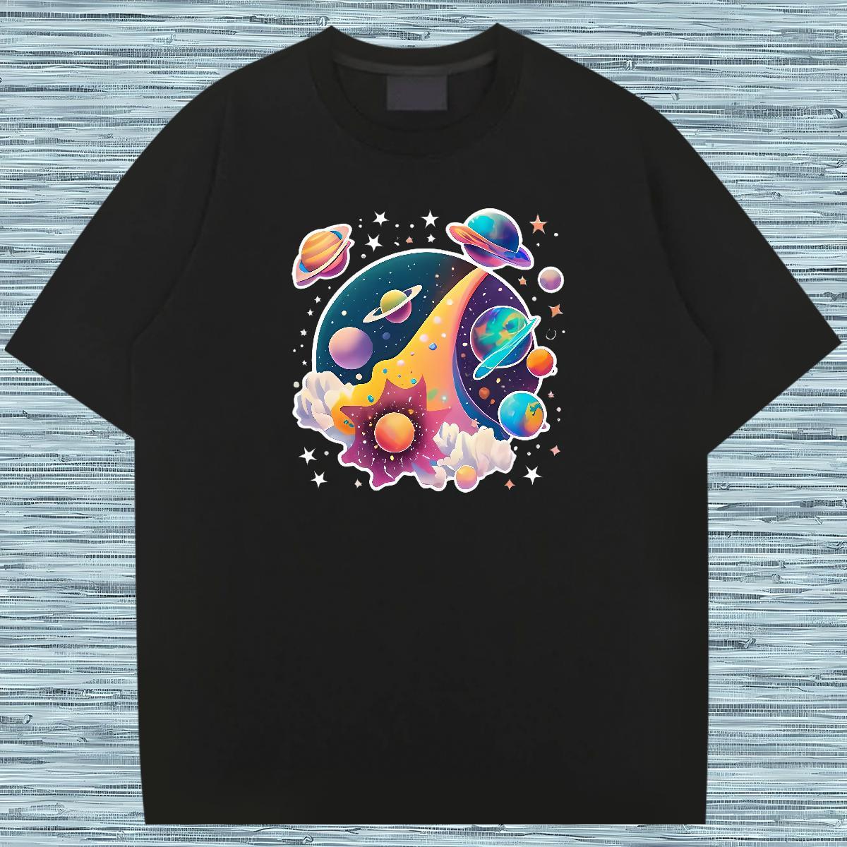 Classic T shirt 230g Pure Cotton star Home Outdoor Asian Size Breathable Crew Neck Men Clothes T-Shirt Custom Polos