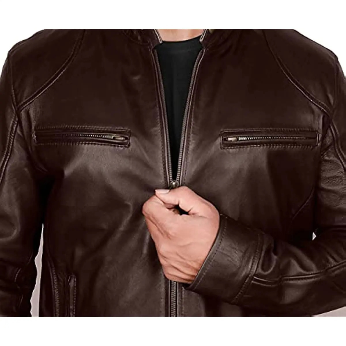 Mens Fashion Leather Jacket Slim Fit Stand Collar PU Jacket Male Anti-wind Motorcycle Lapel Diagonal Zipper Jackets Men 5XL 240822