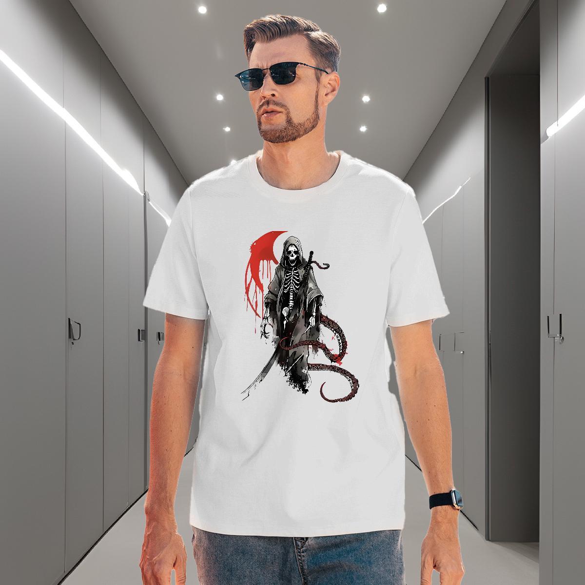 Cool T shirt 230g Cotton skull Home Outdoor DIY Logo Oversized O-Neck Short Sleeve Tshirt for Man Woman DIY Customized Top Tees