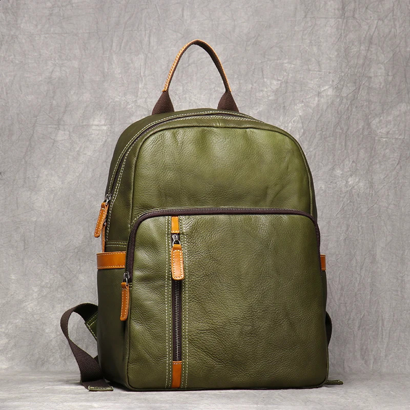 Vintage Real Leather Mens Backpack First Layer Cowhide Travel Backpack Leisure College School Bag Man Satchel Bag Leathfocus 250122