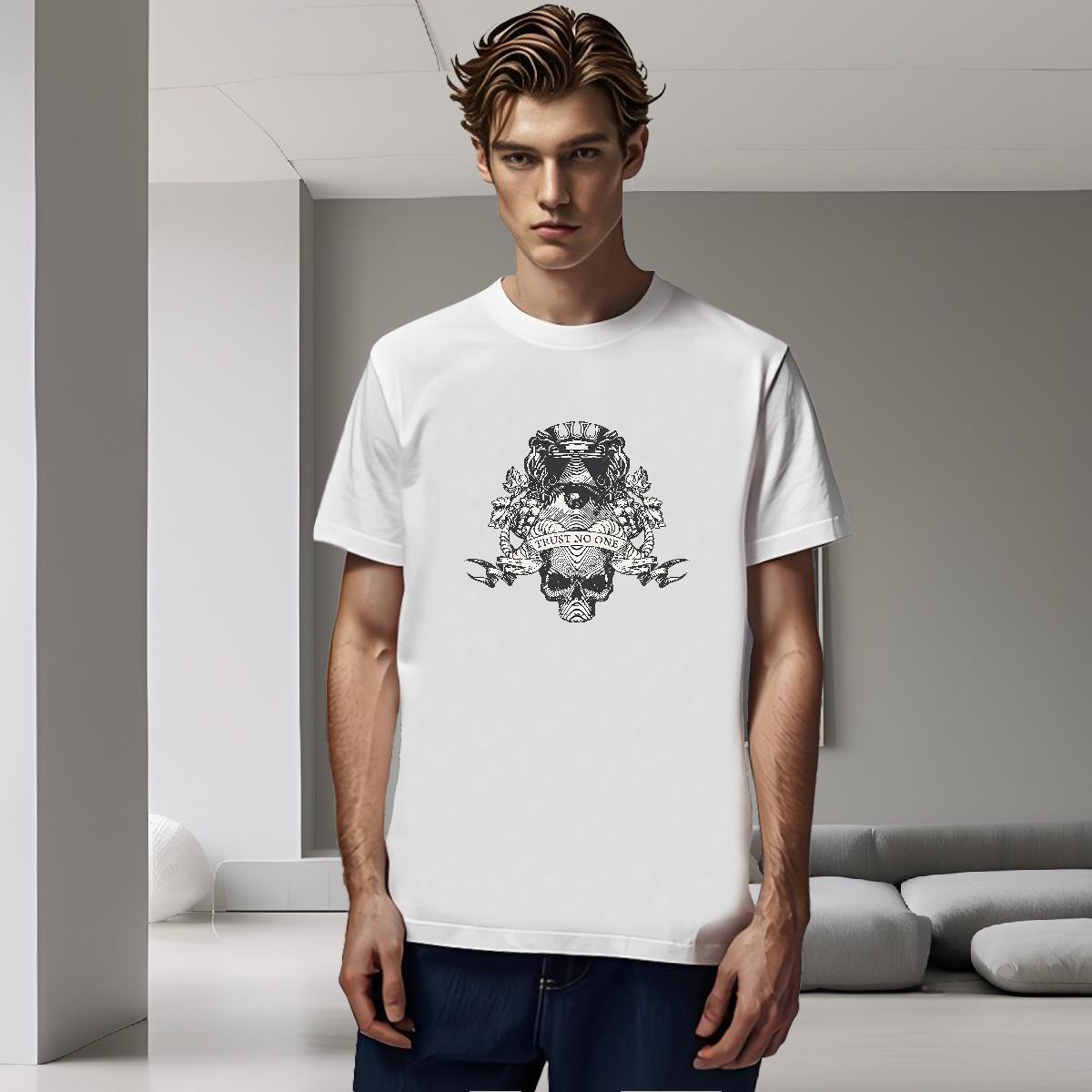 TOP Quality T-Shirts 230g 100% Cotton eye of the devil Street Casual Anime Print O Neck Short Sleeves Men Tops Tees DIY Customized Top Tees