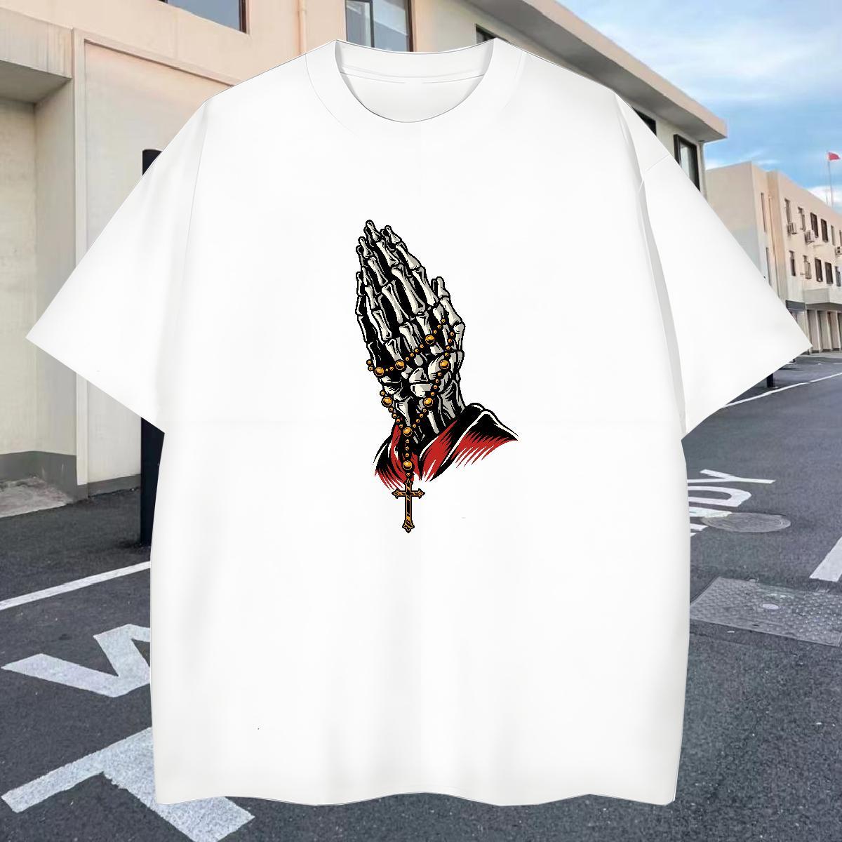 Wholesale Mens T Shirts 100% Cotton 230g skull Street wear Hip Hop DIY Printed Round Neck Short Sleeve Mens Tshirts 2024 Clothings