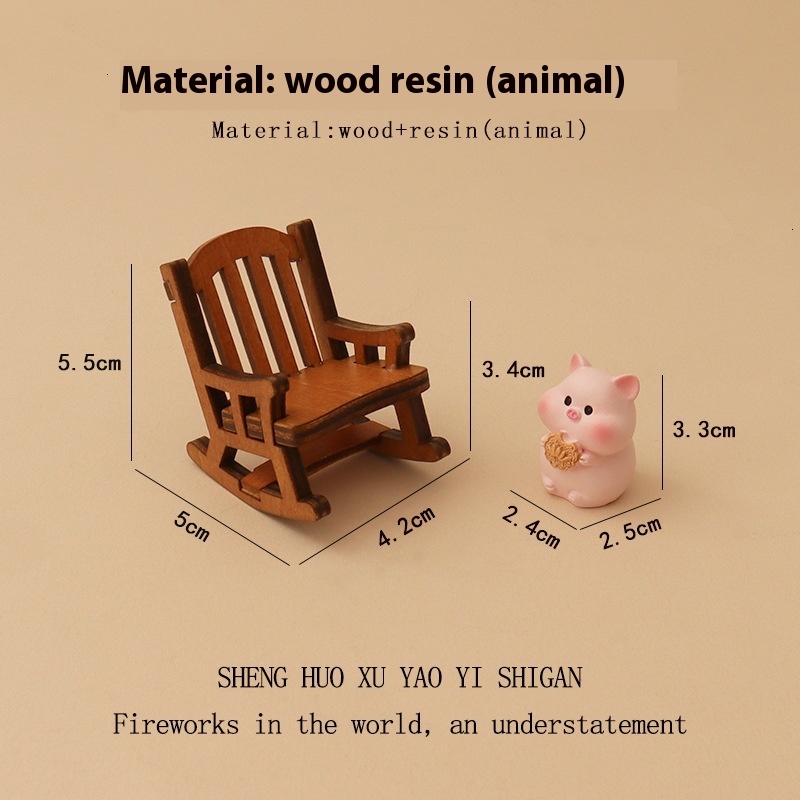 Adorable Animal-Shaped Wooden Rocking Chairs - Unique Resin Crafts Featuring Male & Female Zodiac Signs for Your Workspace