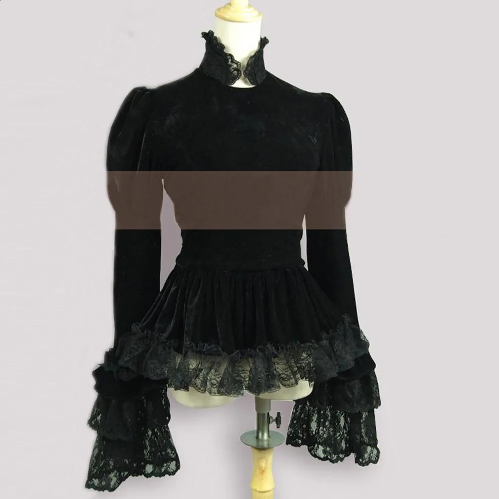 Womens Jacket Spring Autumn Retro Gothic Costume Party Coat Womens Ruffle Lace Top Velvet Shawl Tight Jacket Customization 240823