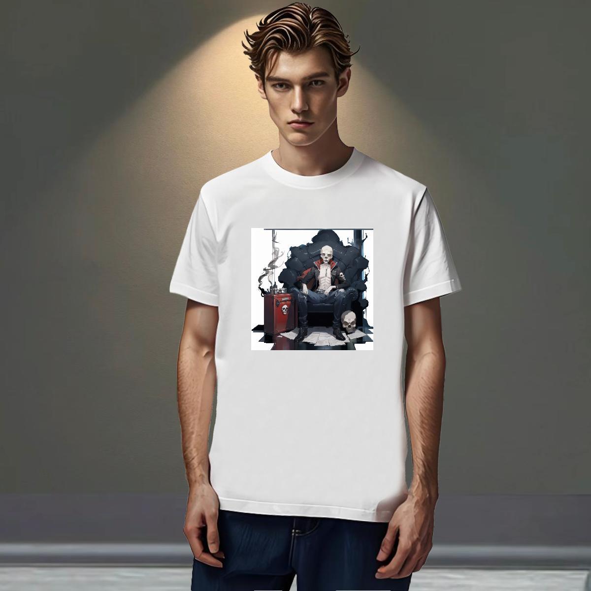 Wholesale T-Shirts 230g 100% Cotton skull Hip Hop Street Black White Breathable Crew Neck Tshirt for Man Woman 2024 Tops Tees