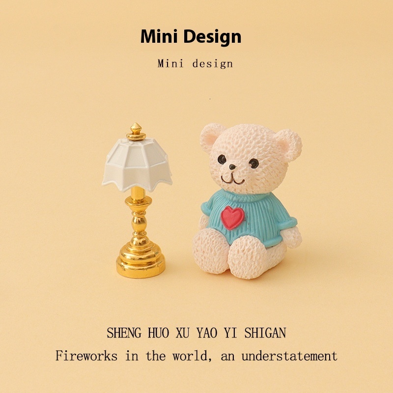 Cute Cartoon Bear Desk Lamp Model Charming Miniature Home Interior Decor Piece