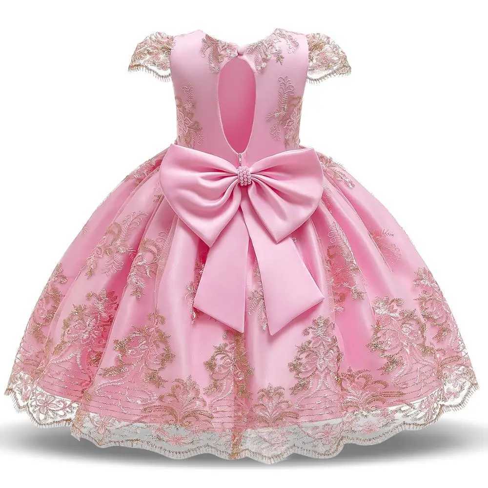 Red Bow Baby Clothing Flower Princess Party Dress Printing Birthday Tutu Dress Luxury Childrens Clothing Christmas Clothing W240823