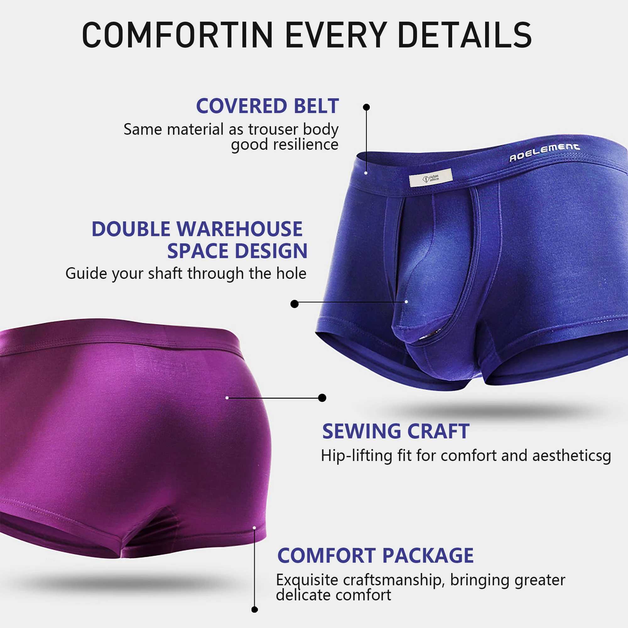 Mens underwear inflation enhanced boxer briefs Mens breathable elephant trunk fly dual pockets provide separation spiral physiology W241223