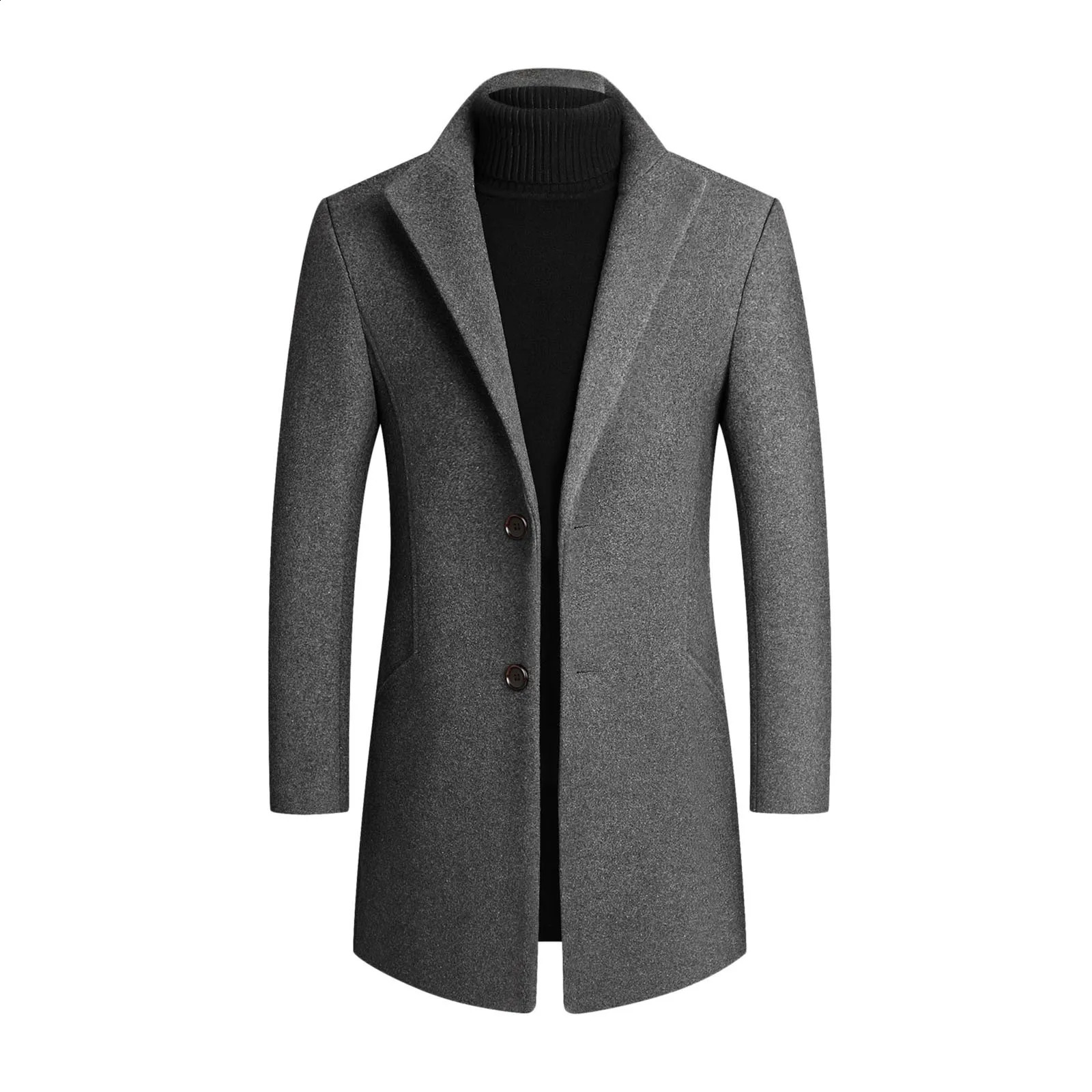 Men Autumn Winter Coats Long Trench Coats Cashmere Wool Blends Winter Jackets Male Business Casual Trench Coats plus Size 240822