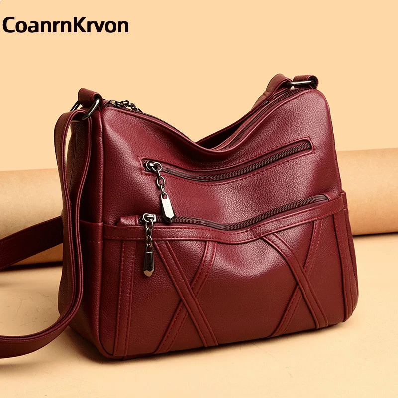 Black Crossbody Womens Trendy Portable Gift Mom Bag Large Capacit Soft Multiple Layers Pockets Commuterbag 240823