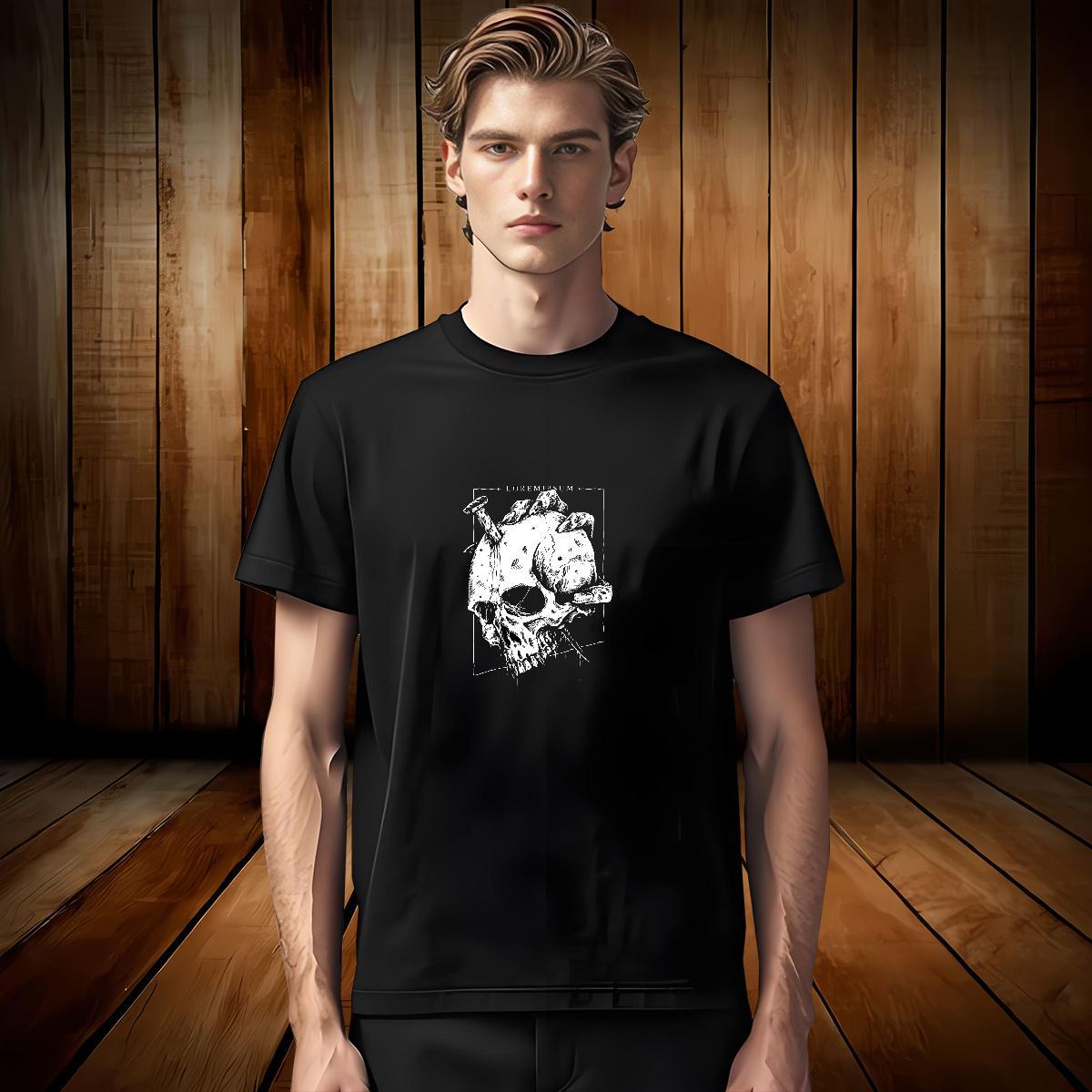 Free Shipping Mens T Shirts 100% Cotton 230g skull Casual Oversized 4XL Breathable Soft Men Clothes T-Shirt Fashion Wear