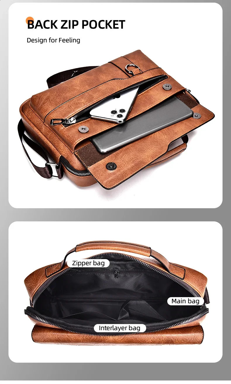 WEIXIER Mens Crossbody Shoulder Multi-function Men Handbag Large Capacity Pu Leather Bag For men messenger bags Tote bag 240822 3576