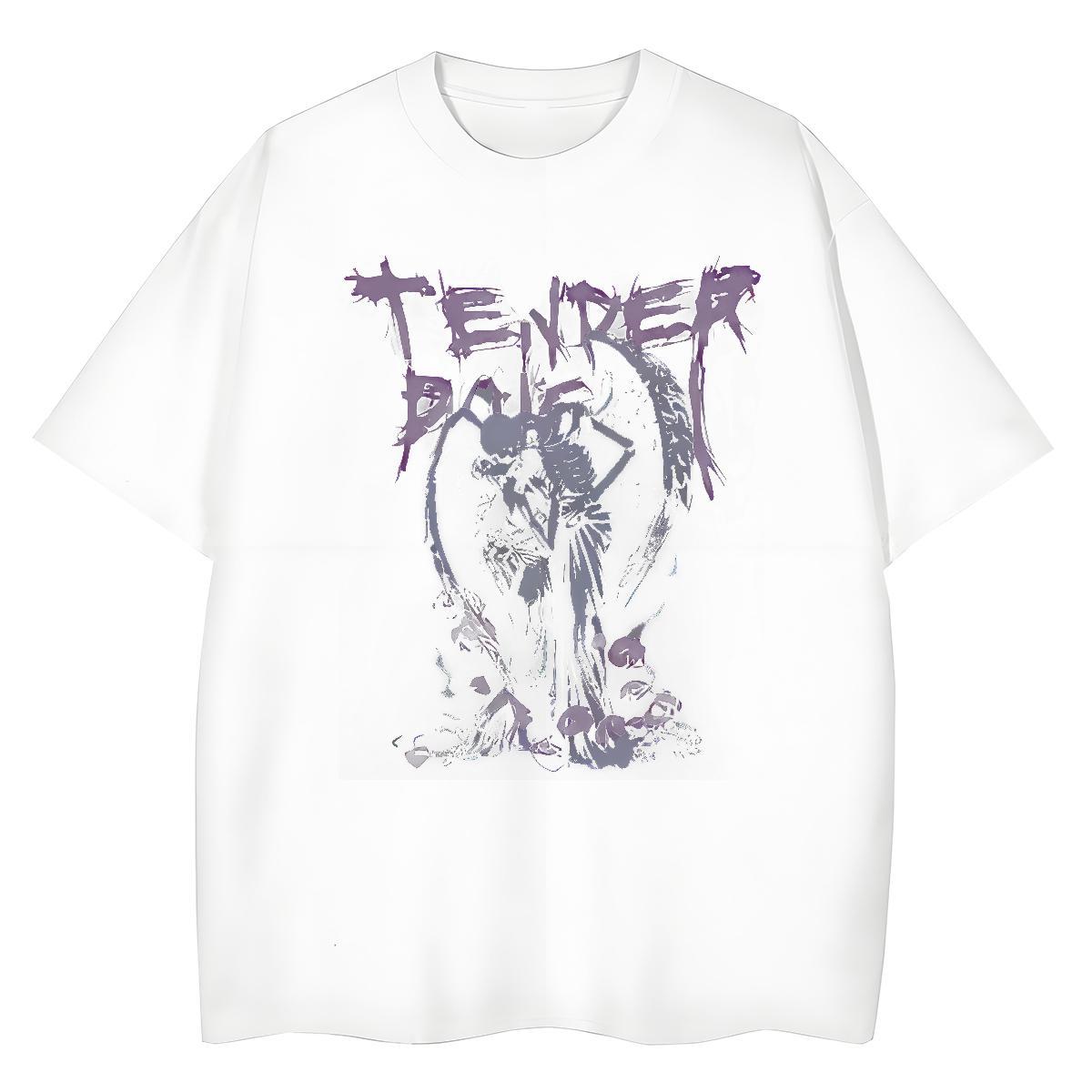 Wholesale Womens Tshirts 230g 100% Cotton skull Street Women T Shirts Short Sleeve O-Neck Anime Top Shirts