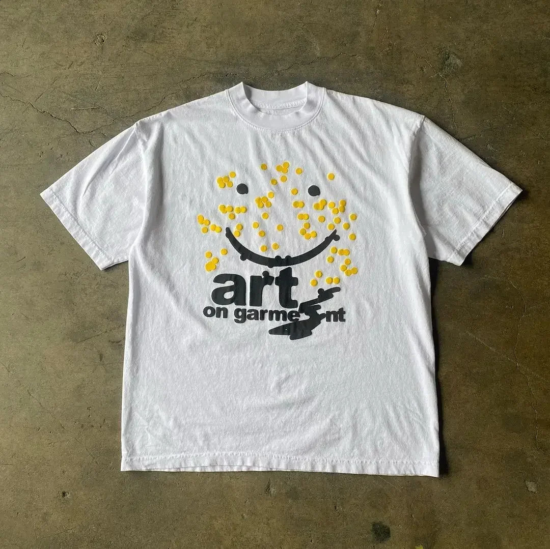 Y2K Street Hip Hop Gothic Printed Cotton Tshirt Mens Harajuku Casual Loose Retro Short Sleeve Couple Clown 240822