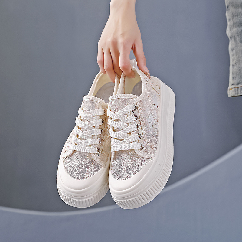 Ddmysports Mesh Breathable White For Women Summer New Student Thick Versatile Soft Sole Casual Sports Board Shoes OUTDOOR