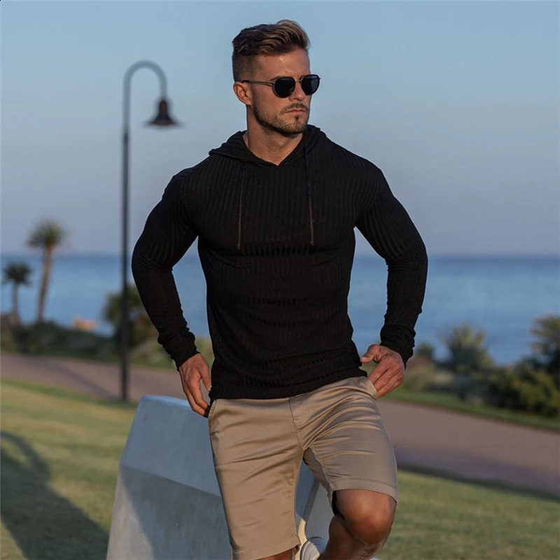 Fashion Winter Hooded Sweater Men Warm Turtleneck Mens Sweaters Slim Fit Pullover Classic Sweter Knitwear Pull Homme 240815