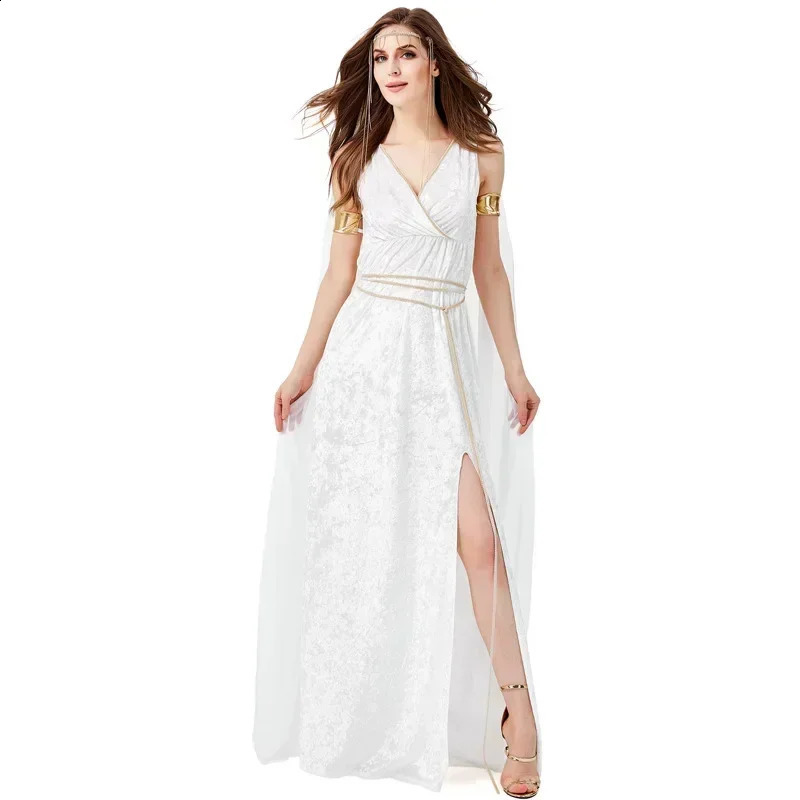 Statue of Liberty Greek mythological figure high seam white goddess dress stage costume Halloween 240823