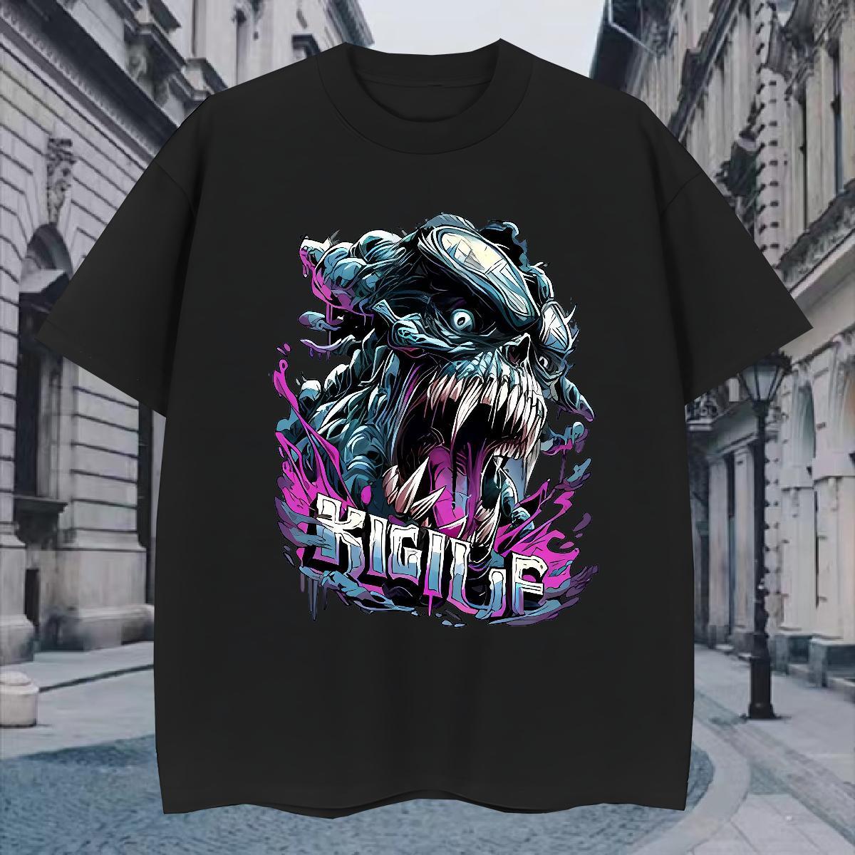 Popular T Shirts Men 230g Cotton skull Summer Casual Custom Anime Breathable Soft Tshirts Factory Direct Wear