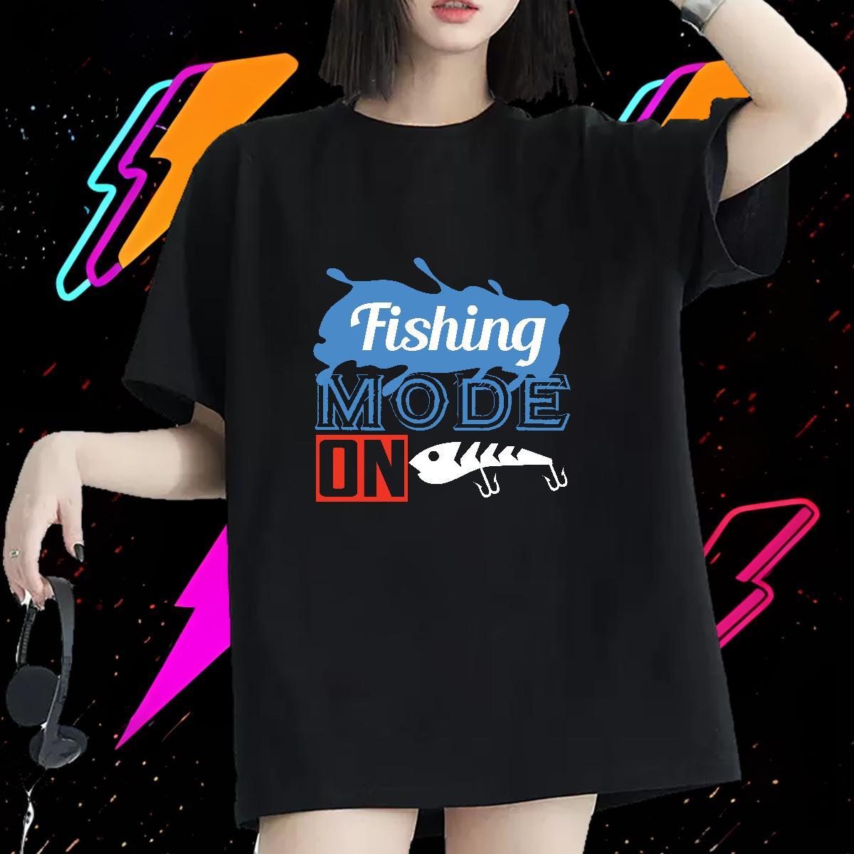 Free Shipping Woman Tshirt 230g Pure Cotton fish Beach T Shirt For Woman Breathable Custom Printing Clothes Shirt