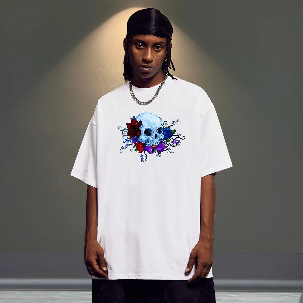 Unisex Man T Shirts 230g Pure Cotton flower Outdoor Oversized 3XL 4XL Breathable Short Sleeve Tshirt for Man Woman Fashion Design Wear