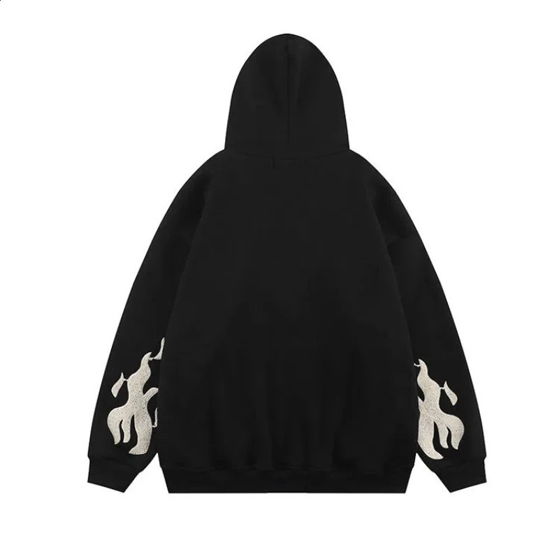 Hip Hop Streetwear Vintage Y2k Zip Up Hoodies for Men Embroidery Cotton Hooded Casual Loose Oversized Hoodies Sweatshirts Men 240823