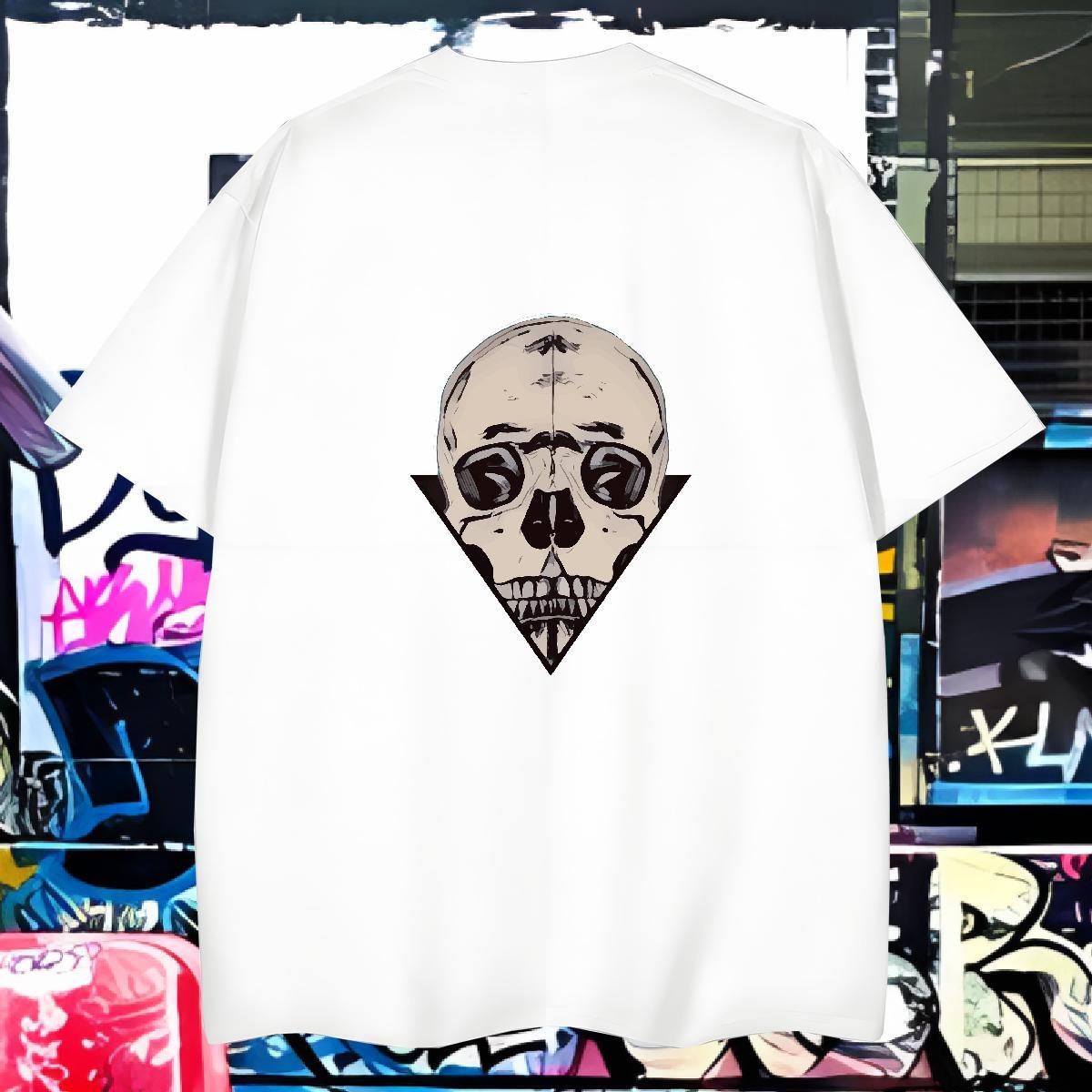Cool Man T Shirts 230g Cotton skull Street Casual Black Oversized Breathable Short Sleeve Men Tops Tees Custom Tees Shirts