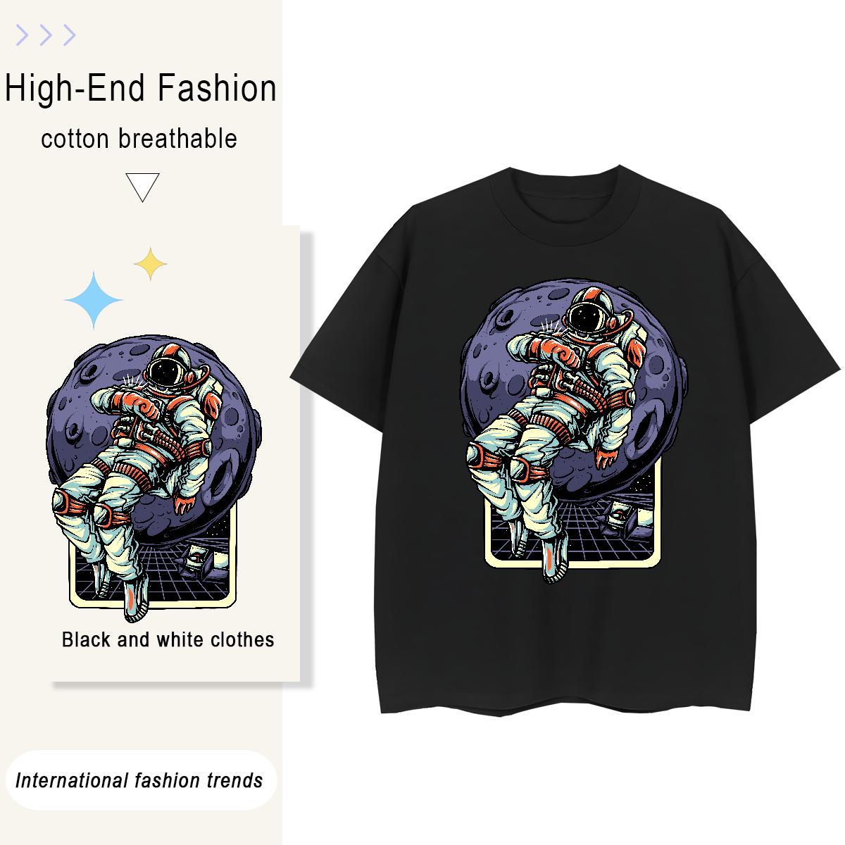 Comfortable Women Tshirts 230g Cotton cosmonaut Street Casual T-Shirts O Neck Short Sleeves Custom Print Plus Size Clothes