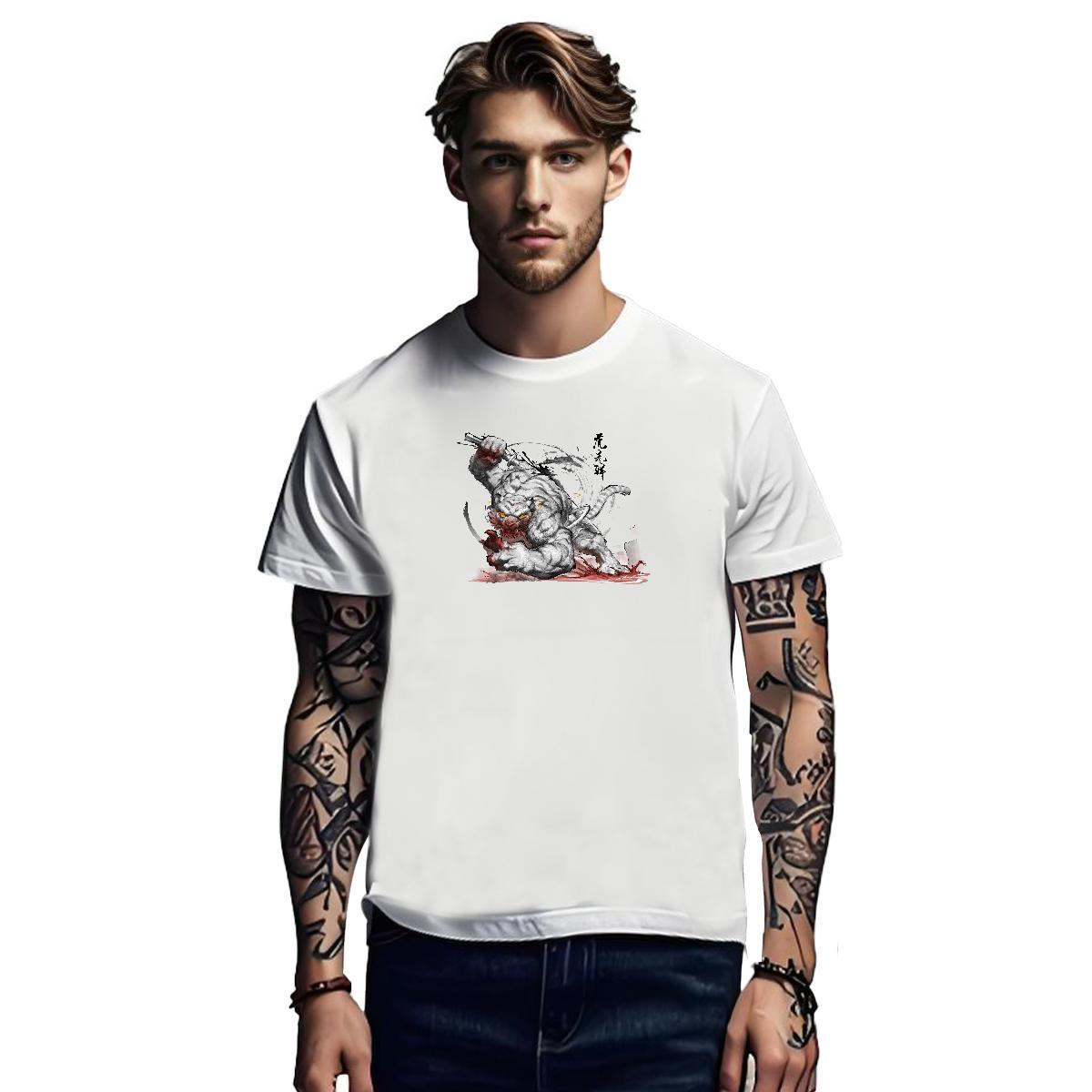 Wholesale Men T Shirts 230g 100% Cotton Street wear Hip Hop Crew Neck Men Clothes T-Shirt 2024 DIY Anime Tops