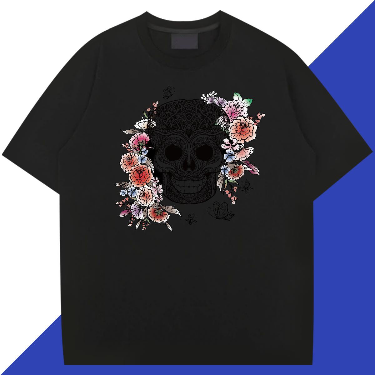 Cool T-Shirts for Men 100% Cotton 230g flower Outdoor DIY Short Sleeve O-Neck Couples T Shirts Fashion Tops