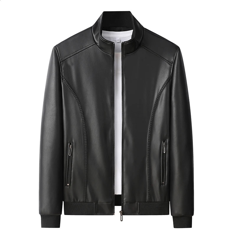 Mens Autumn Leather Jacket Bike Motorcycle Leather Jacket Fashion Trend Rider Zip Jacket Casual Street Windbreaker 8XL 240822