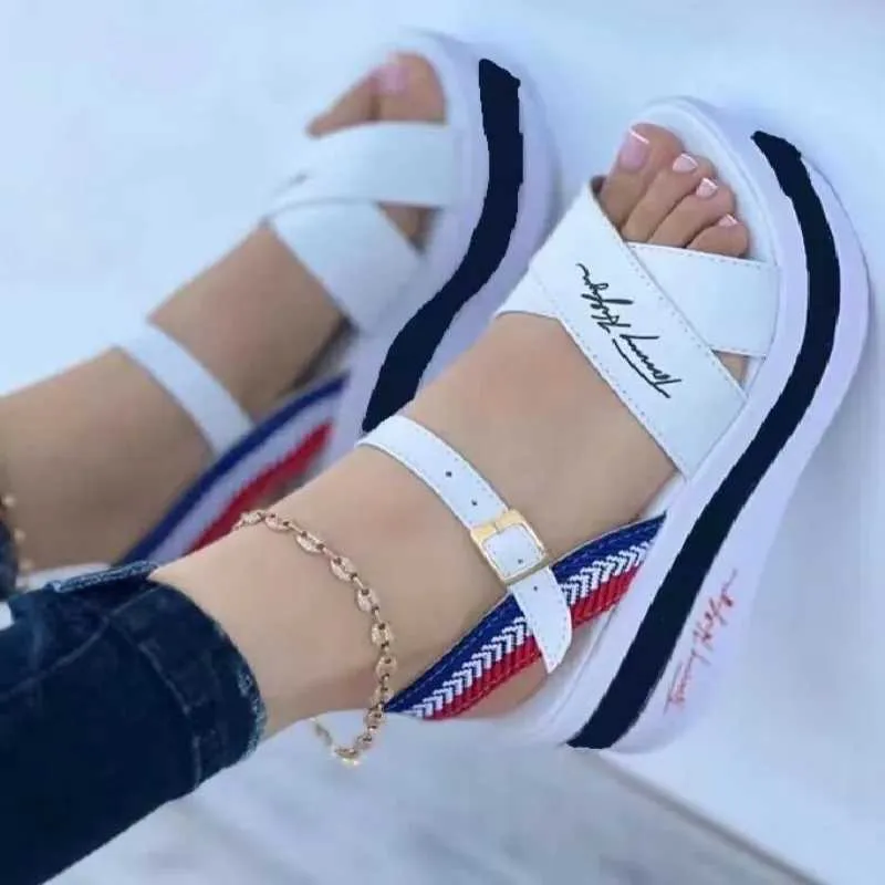 Summer Apartment Platform Sports Womens New Designer Casual Shoes Fashion Slide New Walking Running Sandals Large Size XW6.4