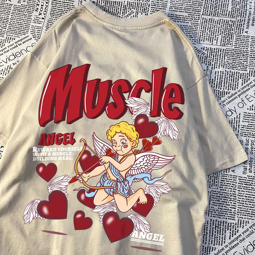 Angels Shoot Arrows At Love Men Women T-Shirt Street Crewneck Shirts Hip Hop Cotton Summer Top Loose Breathable T Shirt Couple