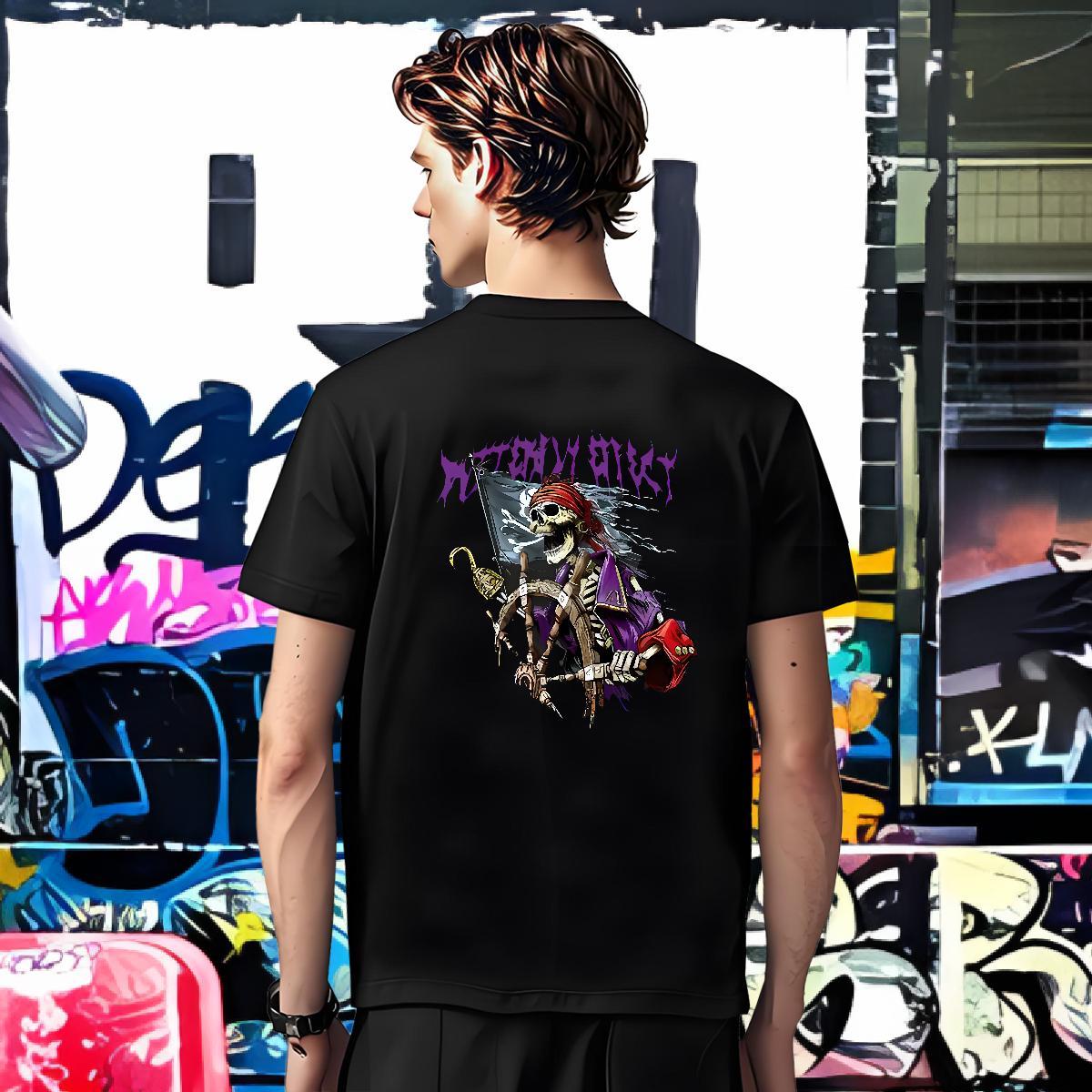 Classic Mens T Shirts 230g Cotton skull Summer Casual Black Oversized Short Sleeve O-Neck Men Tshirts New Designer Tees Shirts