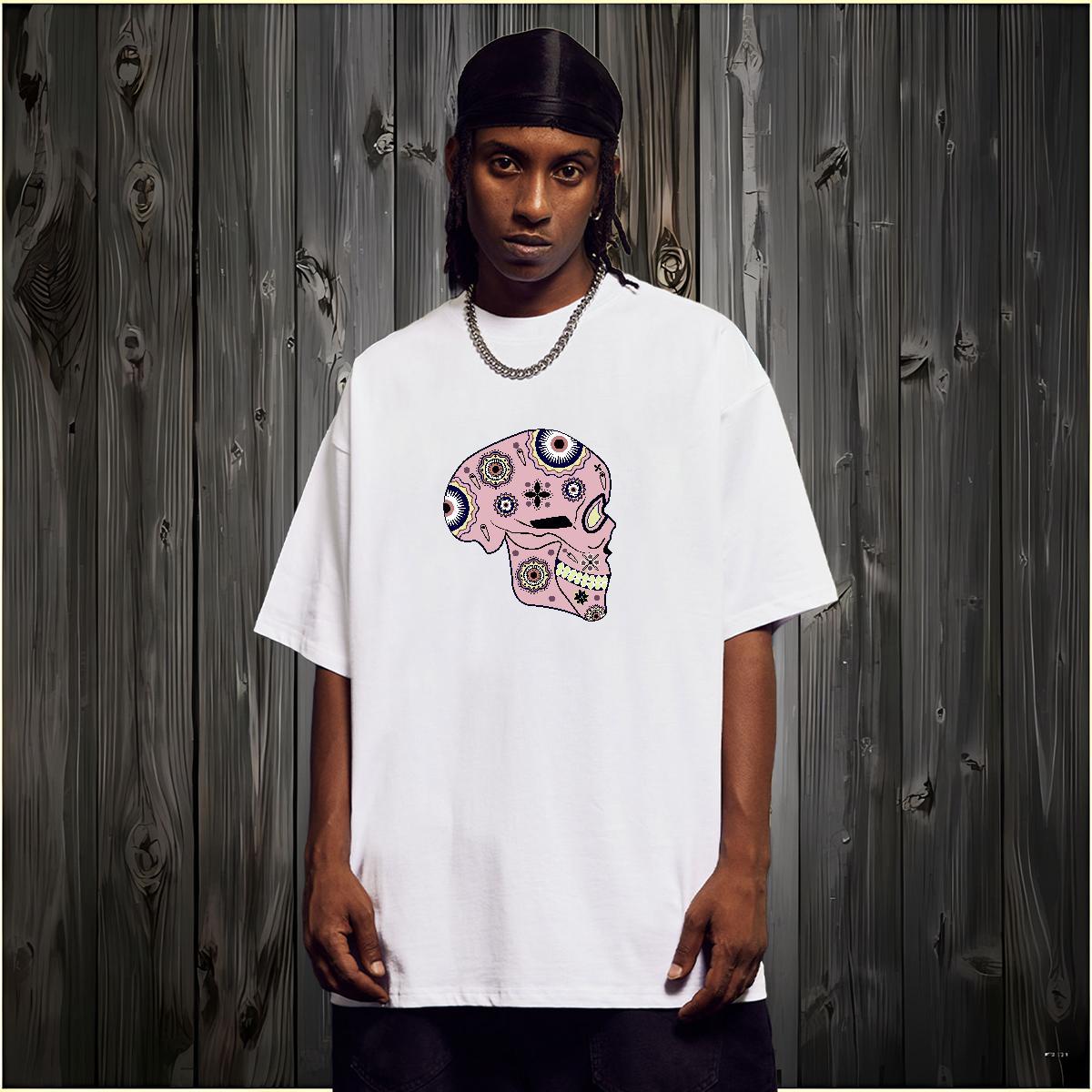 Brand T-Shirts 230g 100% Cotton skull Home Outdoor Plus Size Cartoon Round Neck Short Sleeve Men Tees 2024 DIY Clothes
