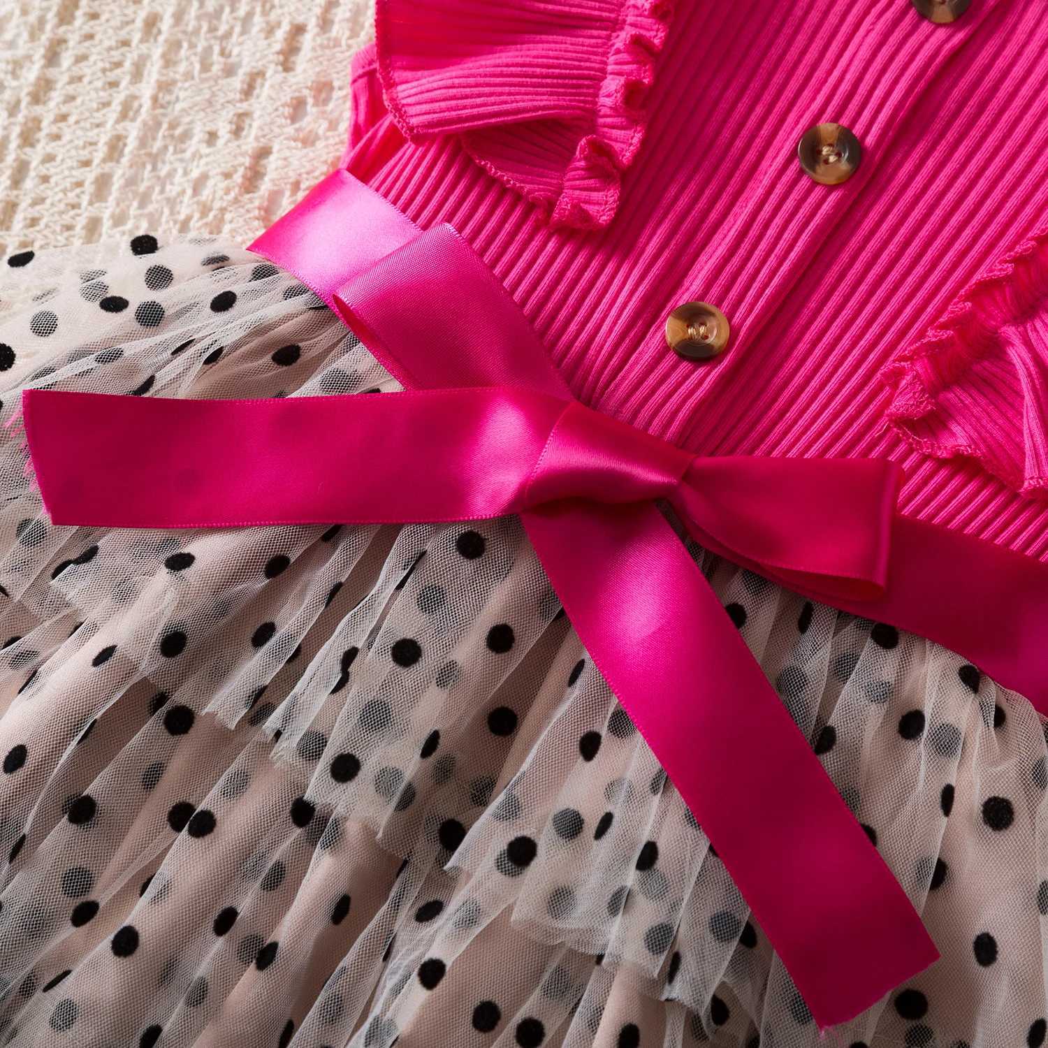 2024 Girls New Summer Dress for Children Aged 2 to 6 with Polka Dots Cute Childrens Birthday Princess Dress Elegant Wedding Party Dress W240823