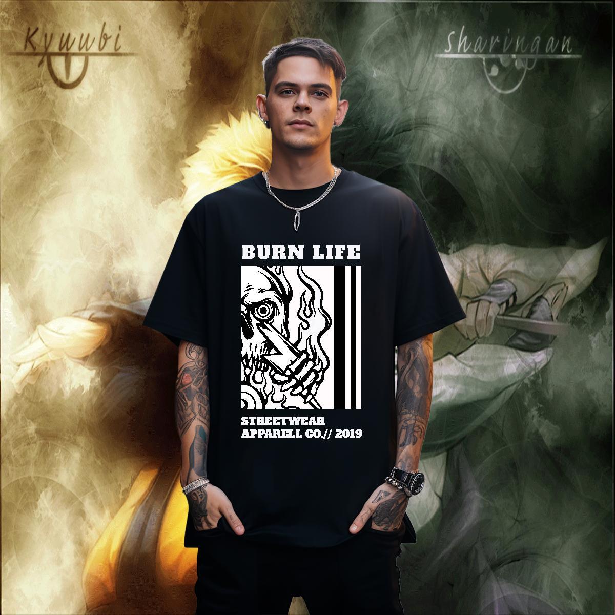 Cool Design T Shirts Men 230g Cotton skull Daily Wear Custom Cartoon Short Sleeve O-Neck Men Clothes T-Shirt 2024 Summer Tops