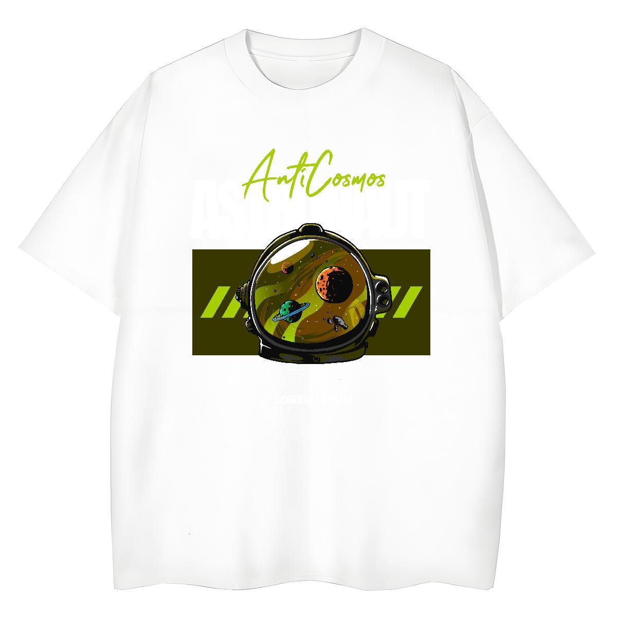 Soft Couples T Shirts 230g Pure Cotton universe Street Womens T Shirts Breathable Crew Neck Skull Wear