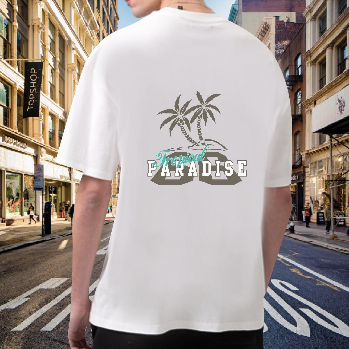 Unisex T Shirt For Man 230g Cotton tree Casual Daily Wear Custom Big Size Pure Cotton Men Clothes T-Shirt DIY Tees