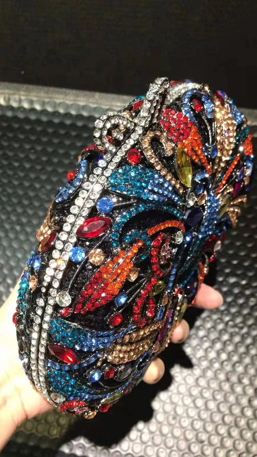 Xiyuan multicolor womens Leaves crystal stone evening bag and handbag wedding party banquet Rhine elegant clutch wallet 240823