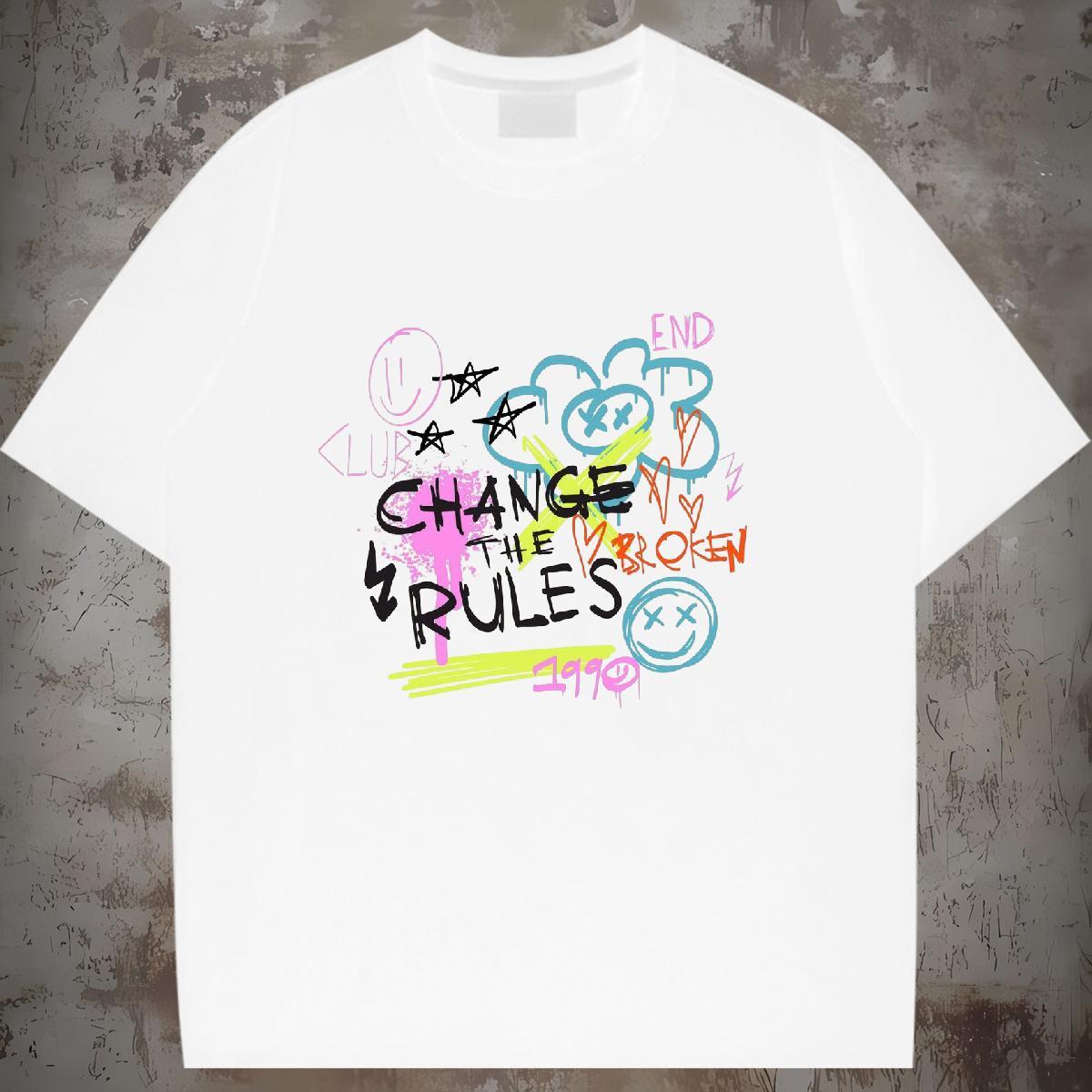 Loose Tshirt for Man Woman 230g Pure Cotton letter Street Casual T Shirts Women Short sleeve Soft Anime Oversized Polos