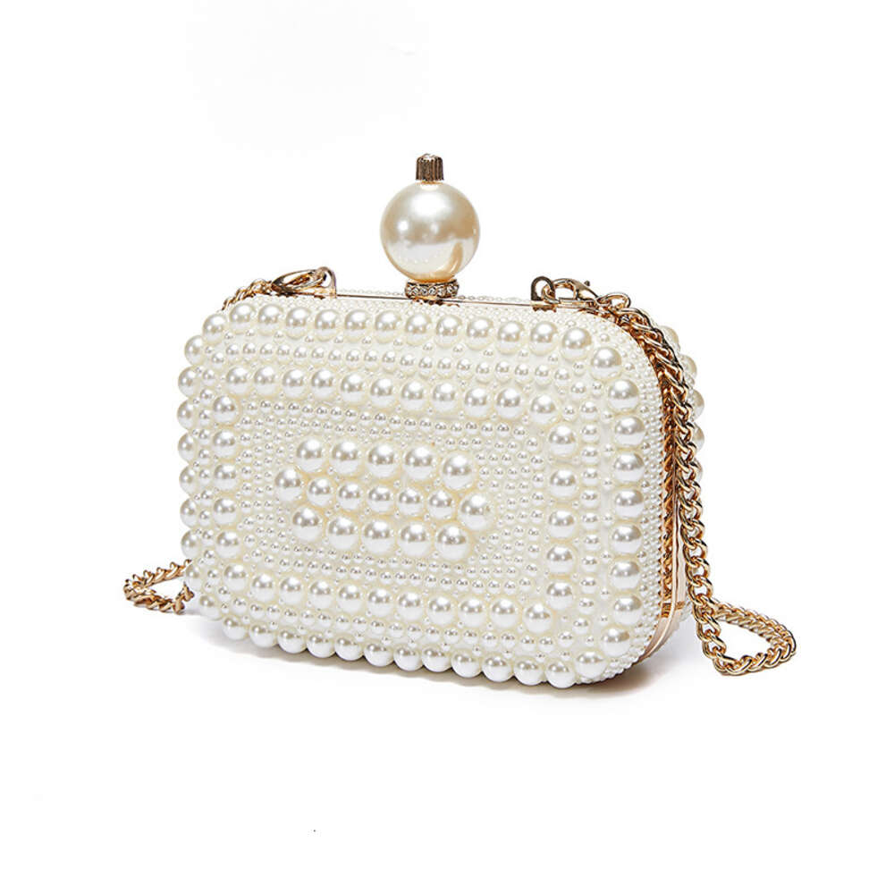 Fashion Girls Square Shell Clutch Bag Handmade Sweet Pearl Wedding Party Chain Mini Leather Crossbody Sg Bags for Women 1671 4