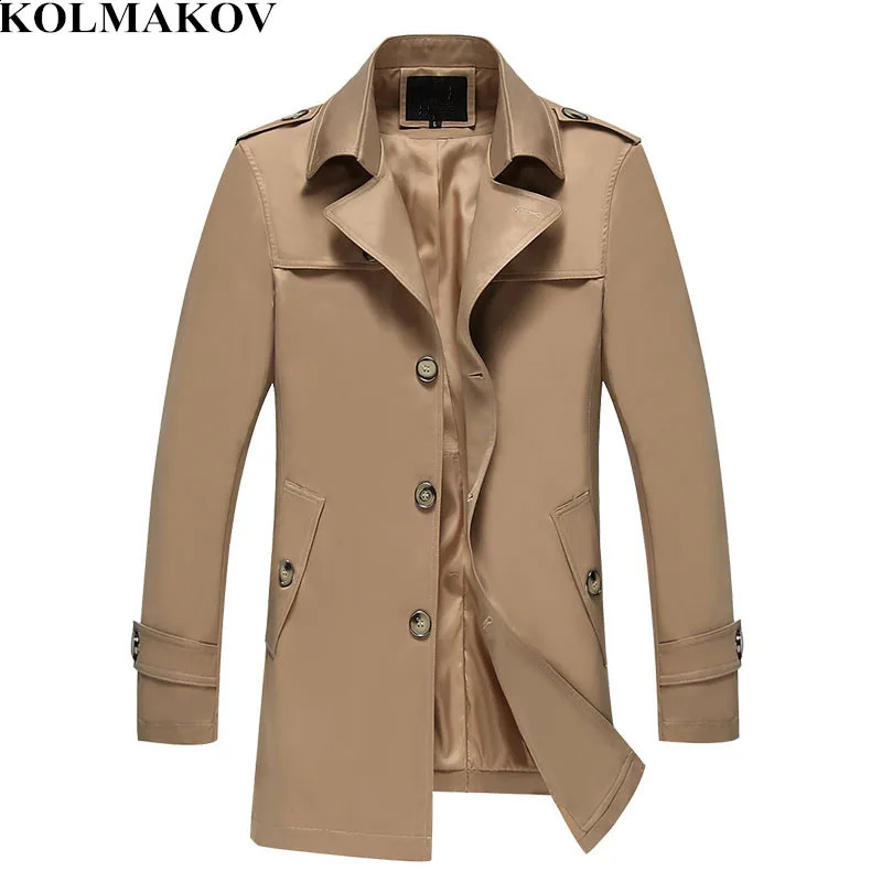 KOLMAKOV Mens Trench Coat Men Fashion Jackets Coats Mens Windbreaker Slim High Quality Khaki Casual Outerwear M-4XL 240822