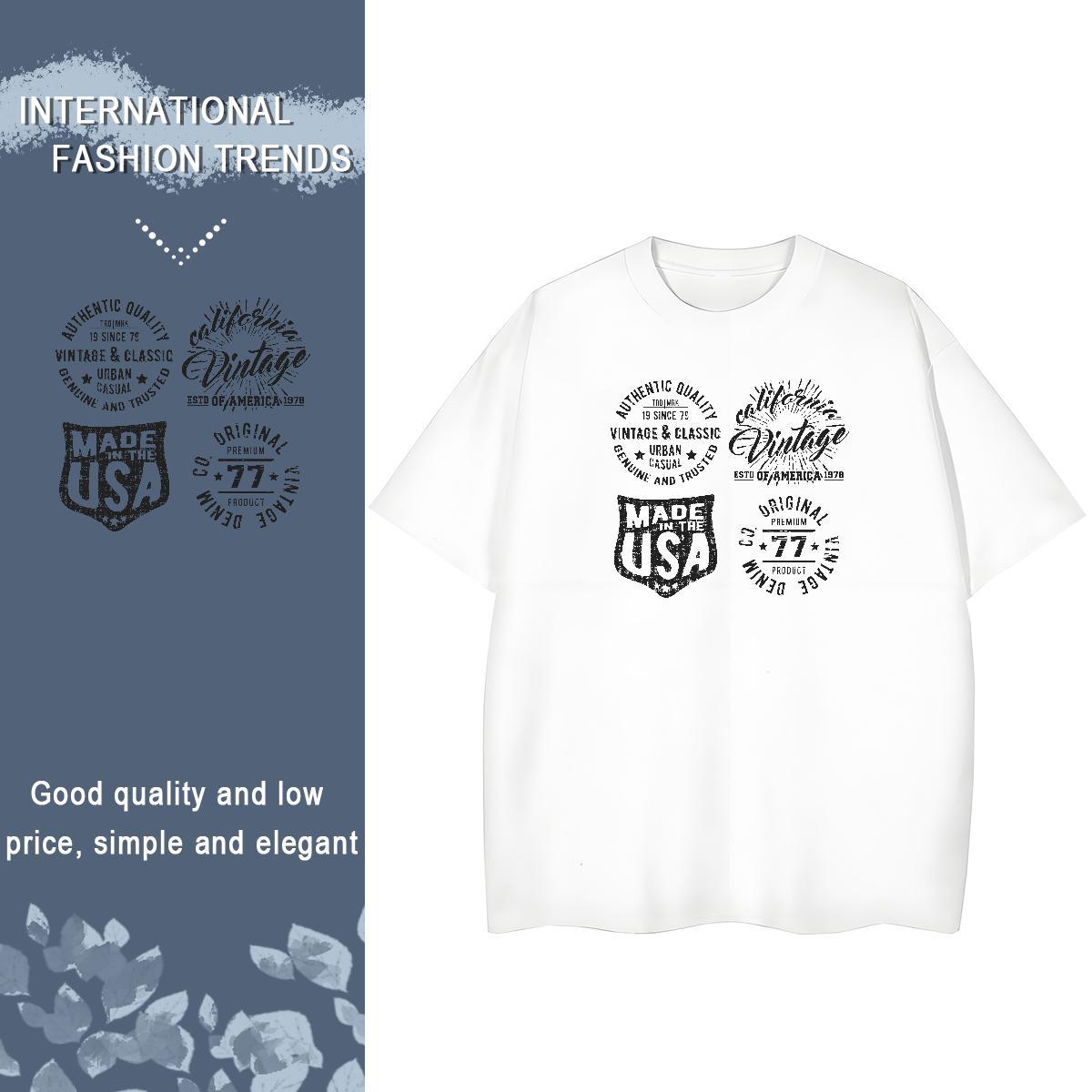 Brand Mens T Shirts 230g 100% Cotton letter Street Casual Anime Pure Cotton Tshirts Fashion New Tops Tees