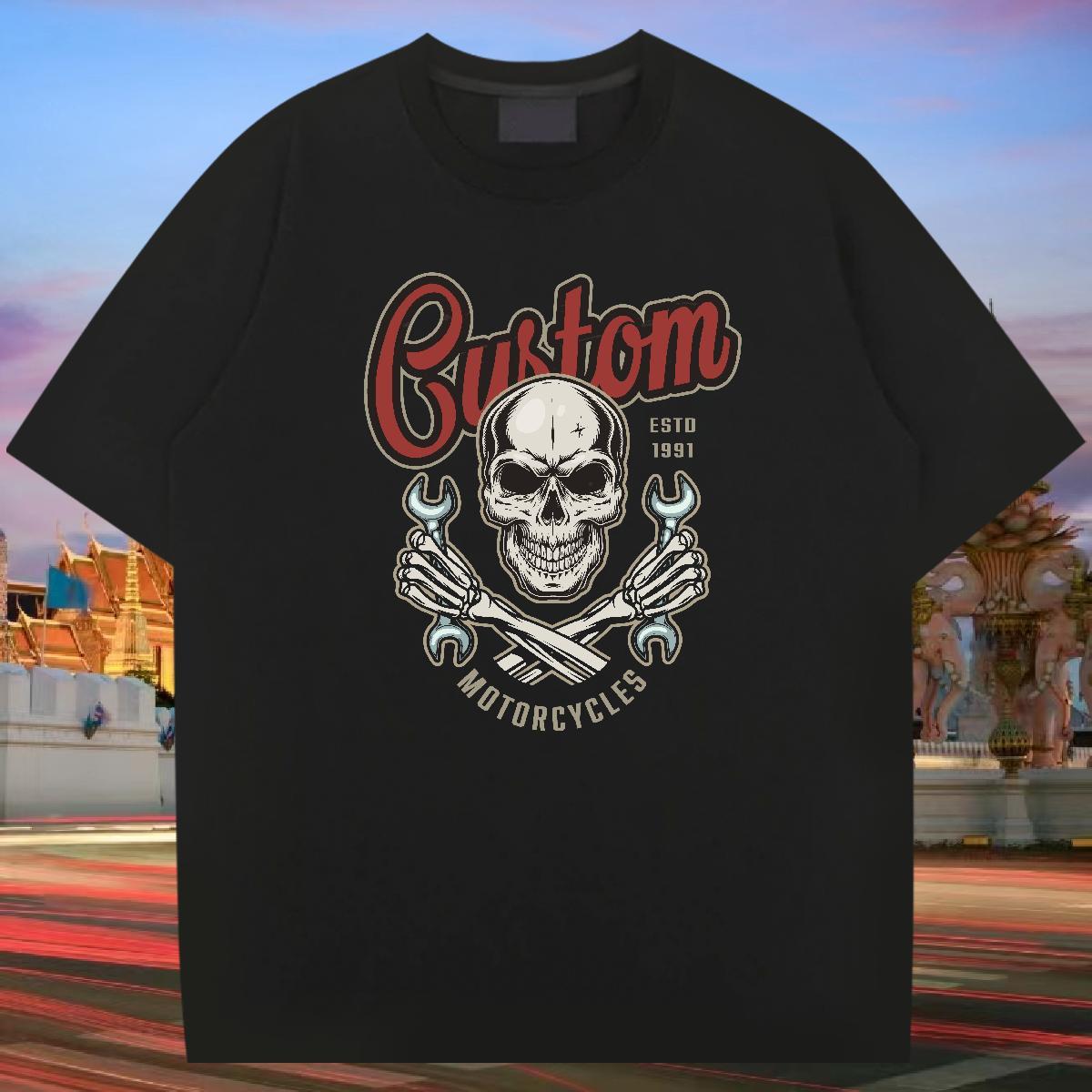 Soft T-Shirts for Men 230g 100% Cotton skull Home Outdoor Plus Size Cartoon Crew Neck Men Tees Designer Fashion Tops Shirt