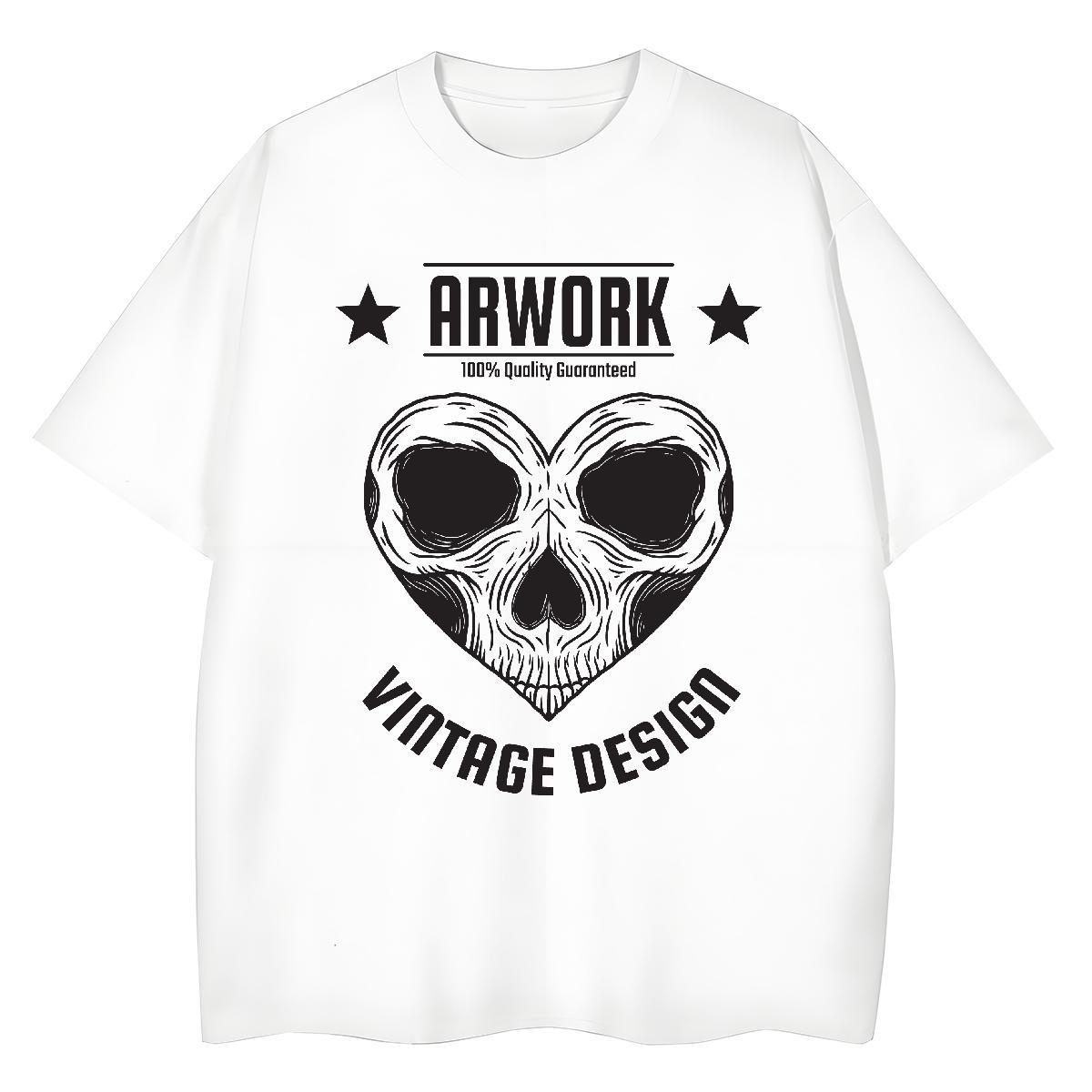 Comfortable T Shirt For Man 230g Cotton skull Beach DIY Breathable Soft Men Tshirts Fashion Casual Clothings