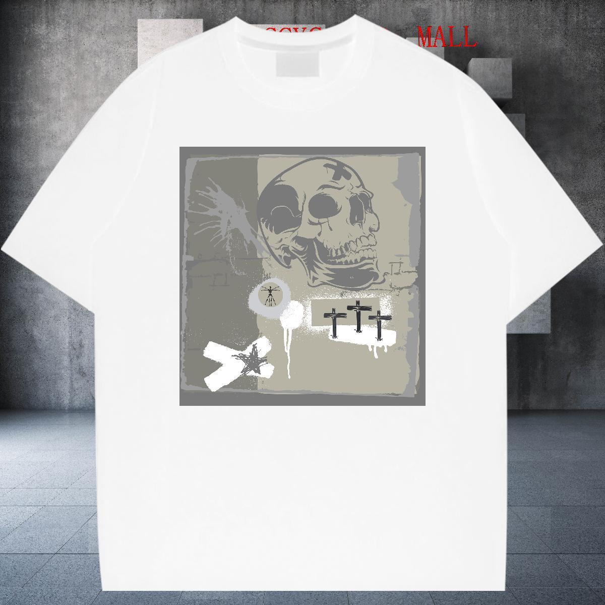 Popular Men T Shirts 230g Cotton skull Casual Daily Wear Plus Size Cartoon Short Sleeve O-Neck Tshirts Customized Tops Tees
