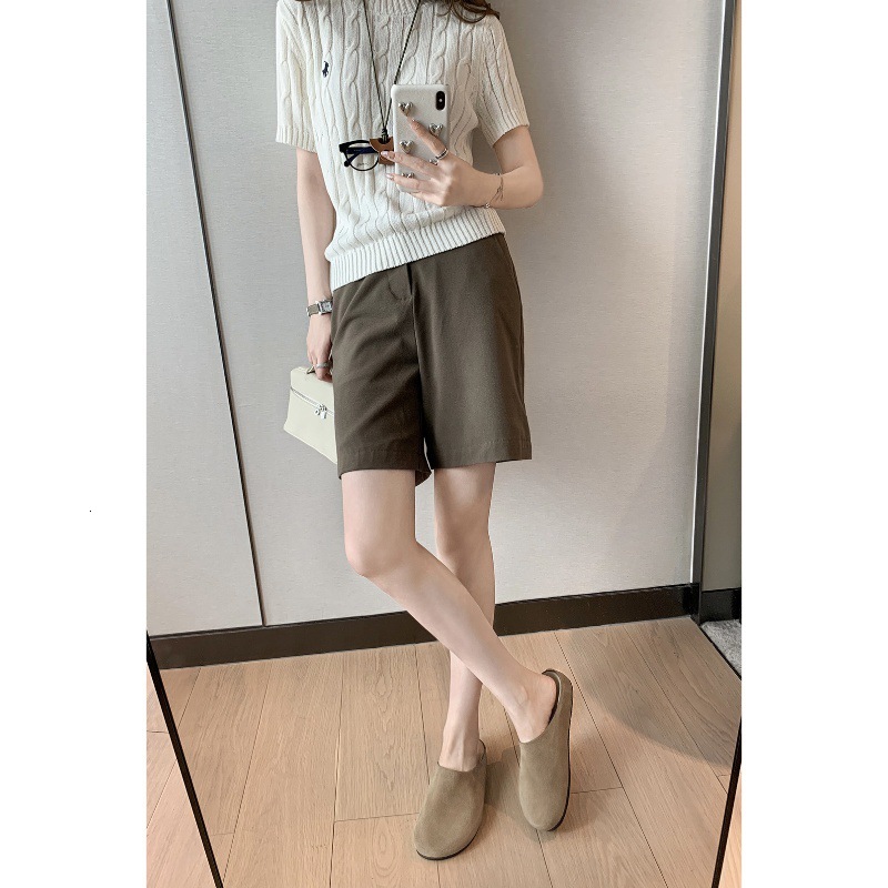 Ddmysports Cowhide Version Su Yinyin S Same Genuine Row Style Leather Thick Bottom Toe Half Drag Women Lazy Boken Slippers OUTDOOR