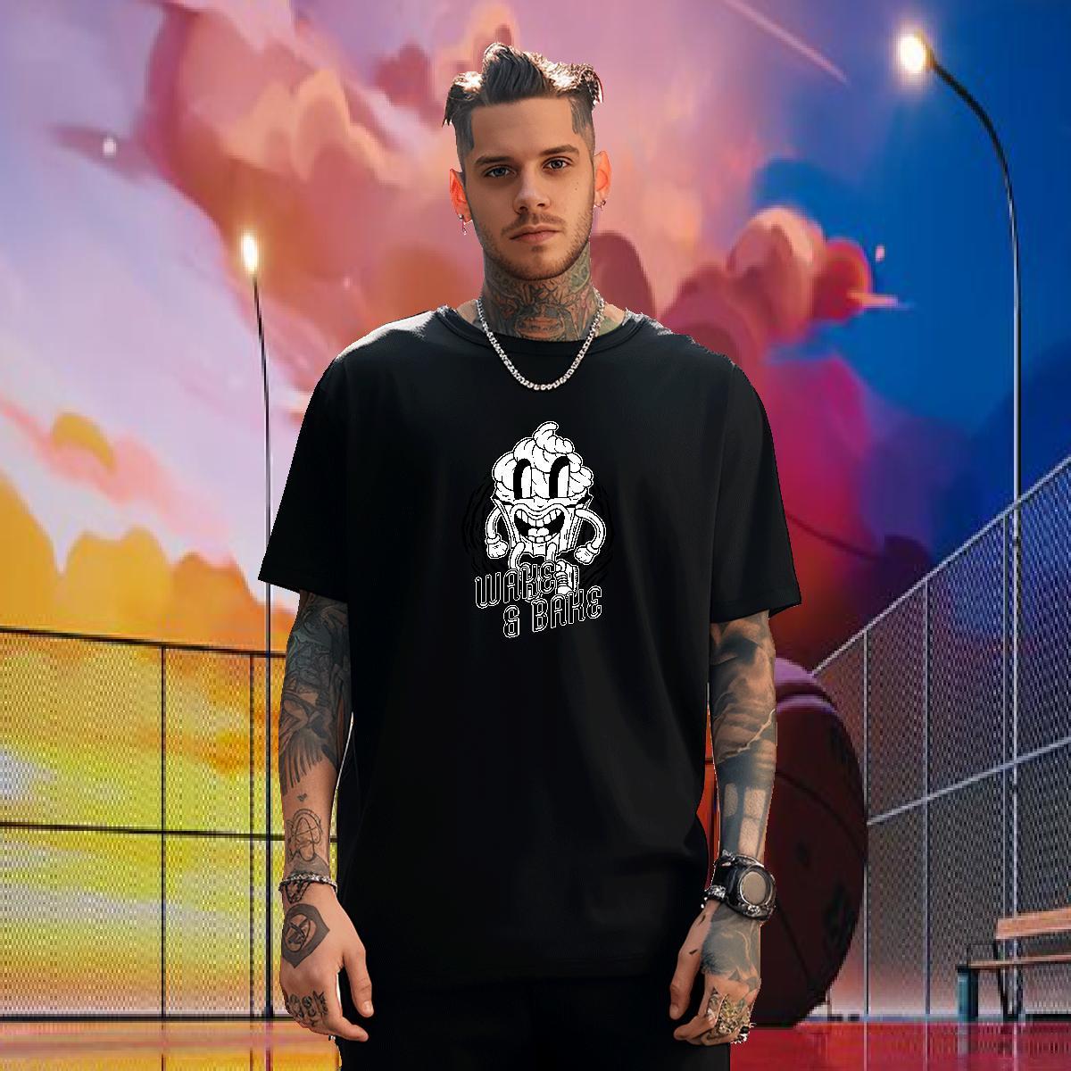 Brand Man T Shirts 100% Cotton 230g skull Anime Printing Street Black Oversized Breathable Men Tees New Arrival Tops Tees