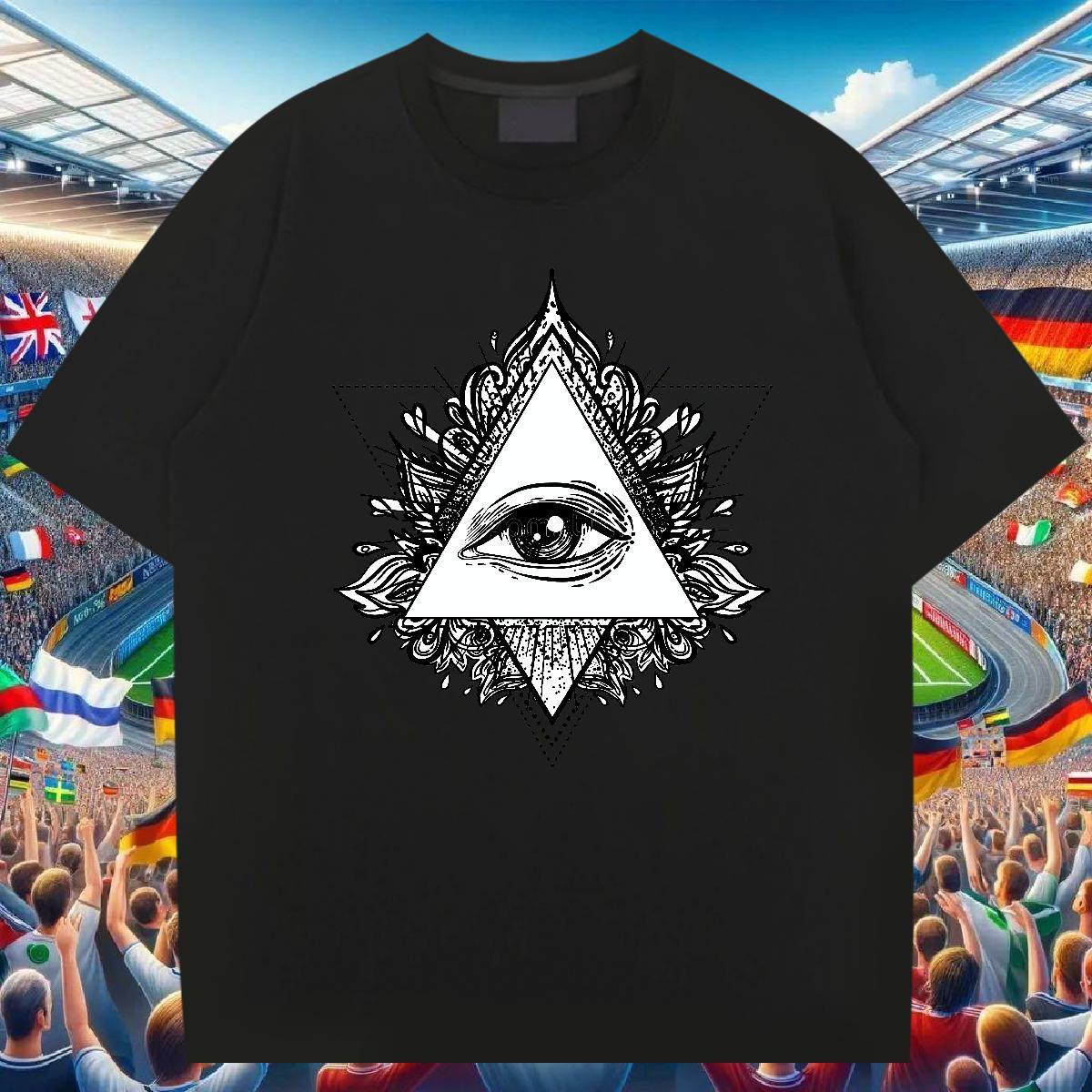 Cool Design Man T Shirts 230g 100% Cotton eye of the devil Hip Hop Black Oversized Breathable Men Clothes T-Shirt Custom Wear